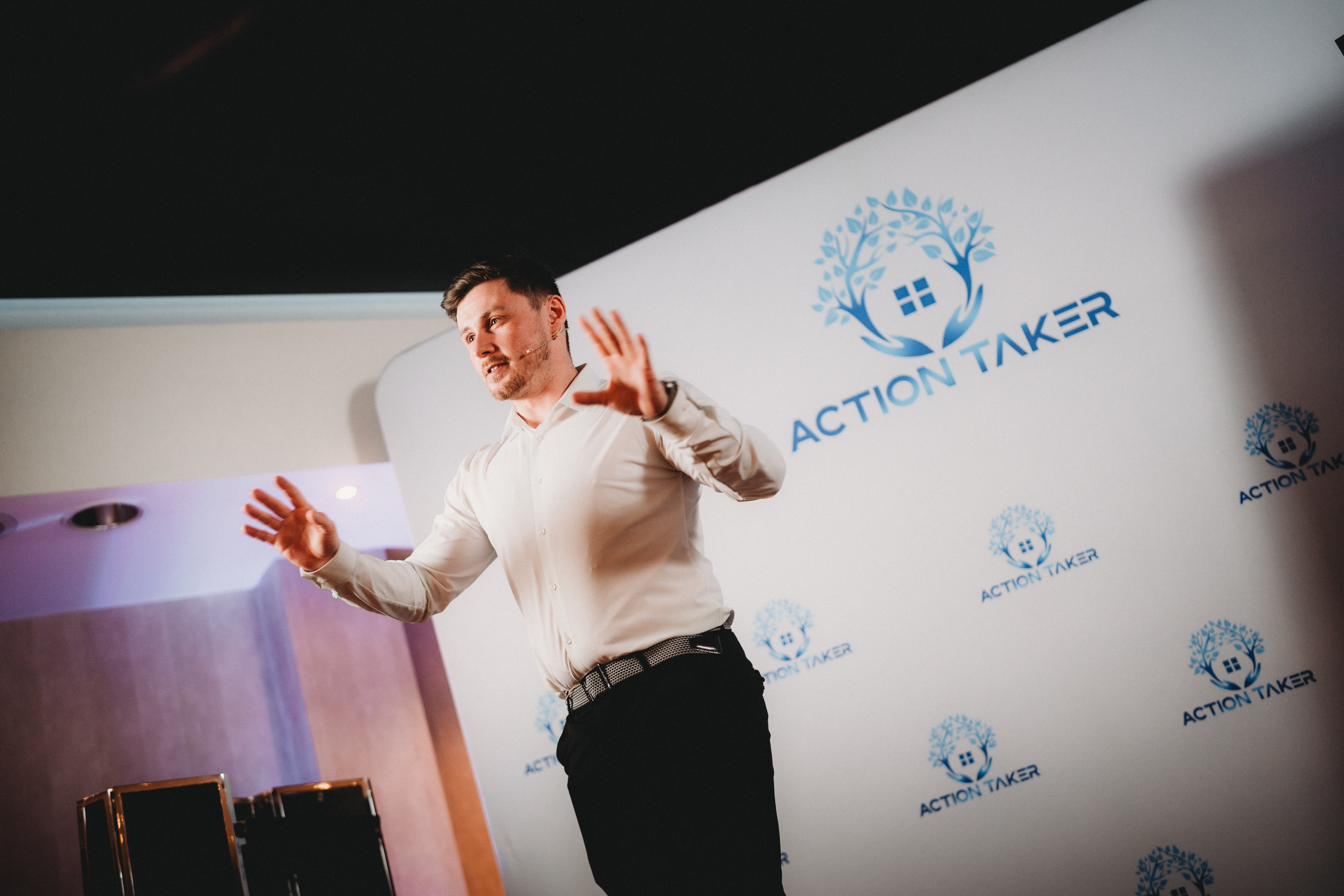 Lewis Hunter on the Action Taker stage